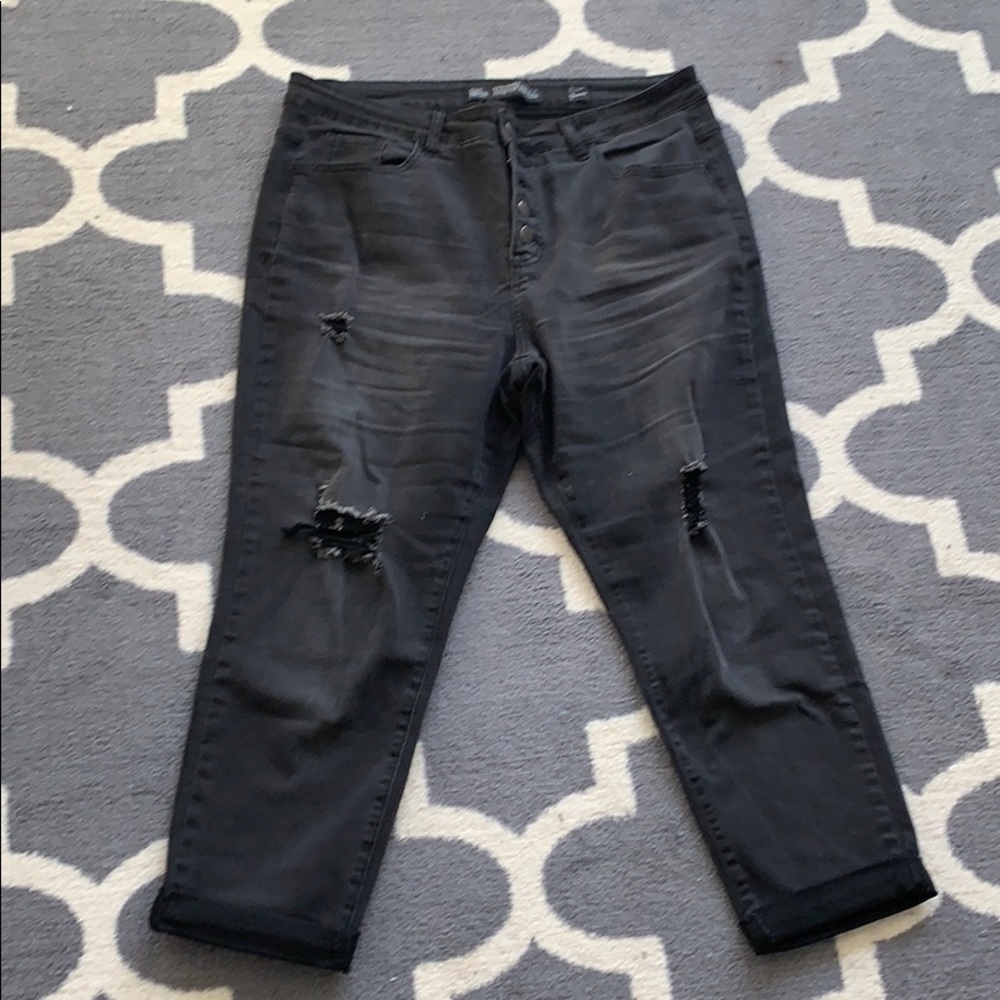 City Chic black distressed jeans